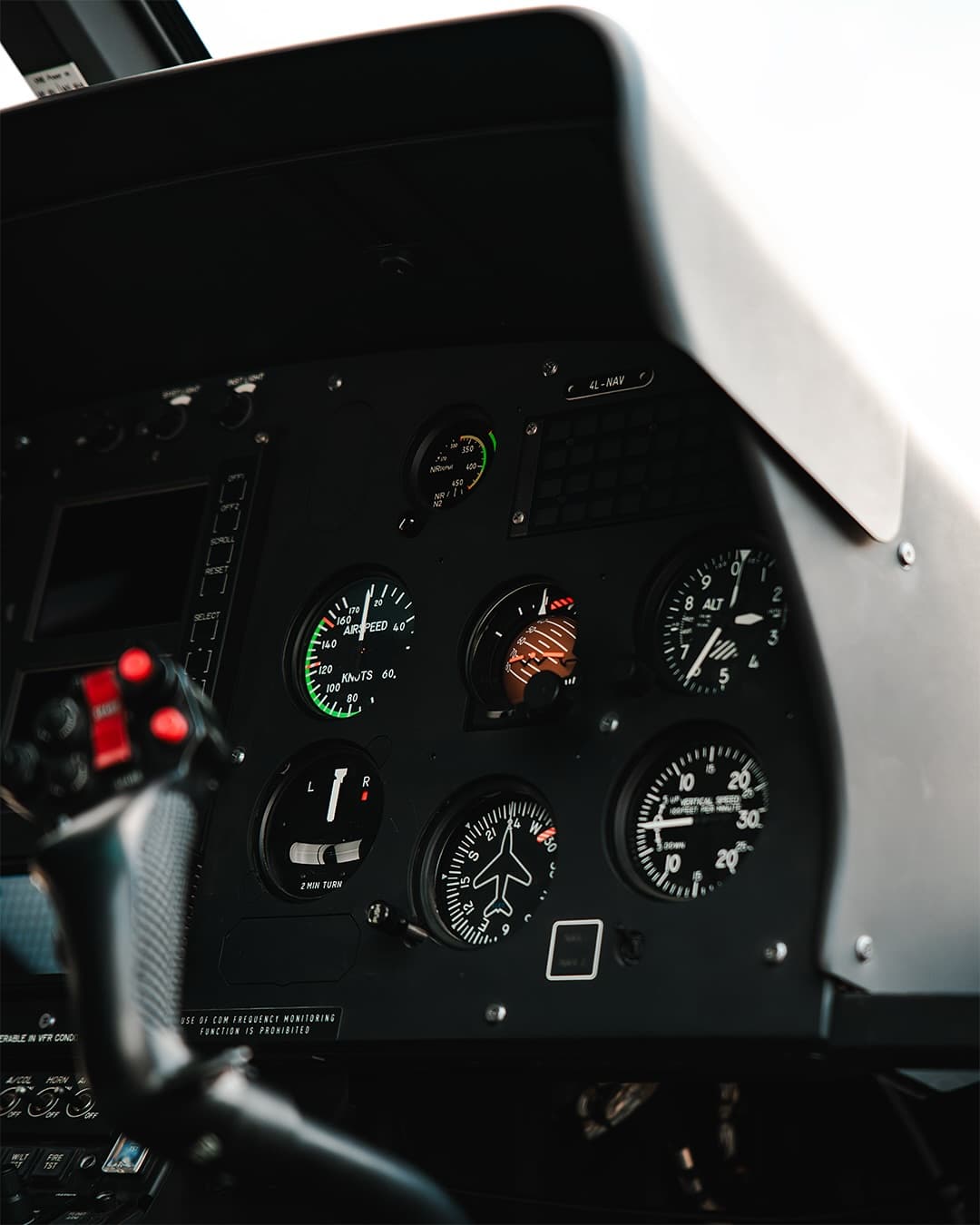 Instrument panel before departure